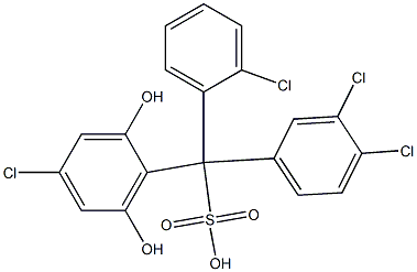 (2-Chlorophenyl)(3,4-dichlorophenyl)(4-chloro-2,6-dihydroxyphenyl)methanesulfonic acid Struktur