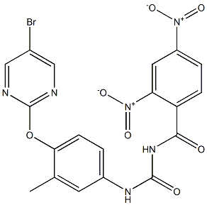 1-(2,4-Dinitrobenzoyl)-3-[4-[(5-bromo-2-pyrimidinyl)oxy]-3-methylphenyl]urea Struktur