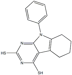 5,6,7,8-Tetrahydro-2,4-dimercapto-9-phenyl-9H-pyrimido[4,5-b]indole Struktur