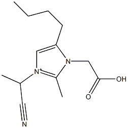 3-(1-Cyanoethyl)-2-methyl-5-butyl-1-(carboxymethyl)-1H-imidazol-3-ium Struktur