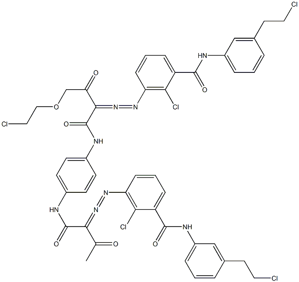 3,3'-[2-[(2-Chloroethyl)oxy]-1,4-phenylenebis[iminocarbonyl(acetylmethylene)azo]]bis[N-[3-(2-chloroethyl)phenyl]-2-chlorobenzamide] Struktur