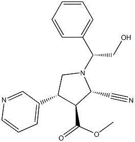 (2S,3S,4R)-1-[(R)-1-Phenyl-2-hydroxyethyl]-2-cyano-4-(3-pyridinyl)pyrrolidine-3-carboxylic acid methyl ester Struktur