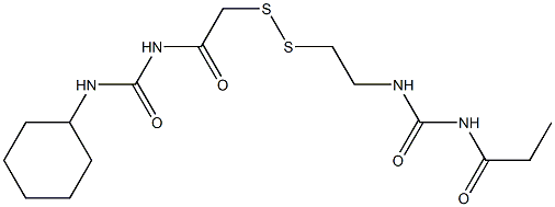 1-Propanoyl-3-[2-[[(3-cyclohexylureido)carbonylmethyl]dithio]ethyl]urea Struktur