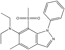 1-Phenyl-5-methyl-7-(methylsulfonyl)-N,N-diethyl-1H-indazol-6-amine Struktur