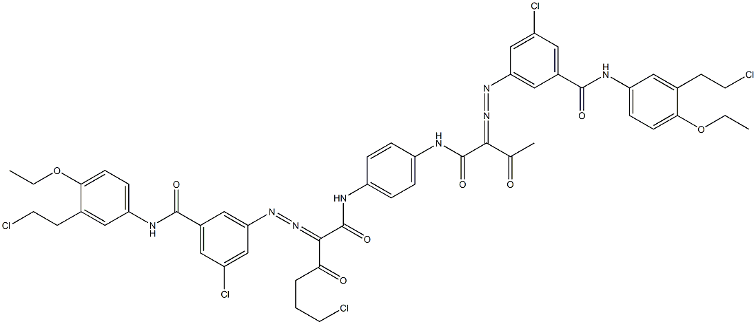 3,3'-[2-(2-Chloroethyl)-1,4-phenylenebis[iminocarbonyl(acetylmethylene)azo]]bis[N-[3-(2-chloroethyl)-4-ethoxyphenyl]-5-chlorobenzamide] Struktur