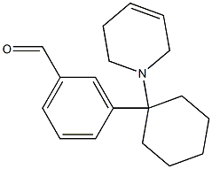 3-[1-[(1,2,3,6-Tetrahydropyridin)-1-yl]cyclohexyl]benzaldehyde Struktur