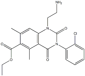 1,2,3,4-Tetrahydro-3-(2-chlorophenyl)-1-(2-aminoethyl)-5,7-dimethyl-2,4-dioxoquinazoline-6-carboxylic acid ethyl ester Struktur