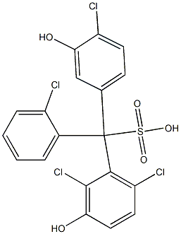 (2-Chlorophenyl)(4-chloro-3-hydroxyphenyl)(2,6-dichloro-3-hydroxyphenyl)methanesulfonic acid Struktur