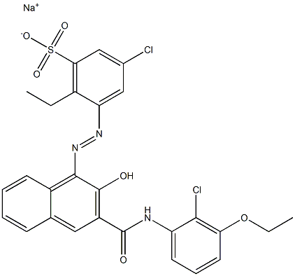 3-Chloro-6-ethyl-5-[[3-[[(2-chloro-3-ethoxyphenyl)amino]carbonyl]-2-hydroxy-1-naphtyl]azo]benzenesulfonic acid sodium salt Struktur