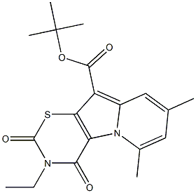 3,4-Dihydro-2,4-dioxo-3-ethyl-6,8-dimethyl-2H-1,3-thiazino[6,5-b]indolizine-10-carboxylic acid tert-butyl ester Struktur