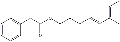 Phenylacetic acid 1,6-dimethyl-4,6-octadienyl ester Struktur