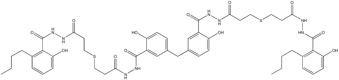 5,5'-Methylenebis[N'-[3-[[2-[[N'-(6-butylsalicyloyl)hydrazino]carbonyl]ethyl]thio]propionyl]salicylic hydrazide] Struktur