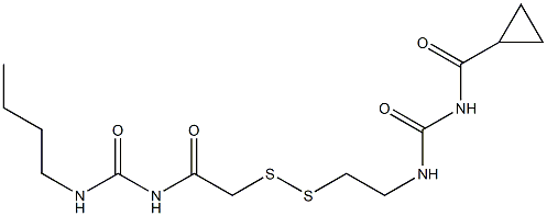 1-(Cyclopropylcarbonyl)-3-[2-[[(3-butylureido)carbonylmethyl]dithio]ethyl]urea Struktur