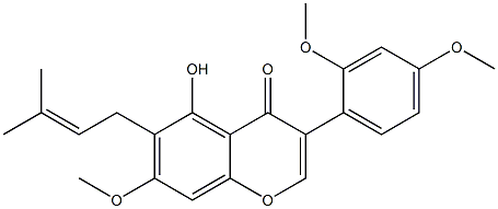 3-(2,4-Dimethoxyphenyl)-5-hydroxy-7-methoxy-6-(3-methyl-2-butenyl)-4H-1-benzopyran-4-one Struktur