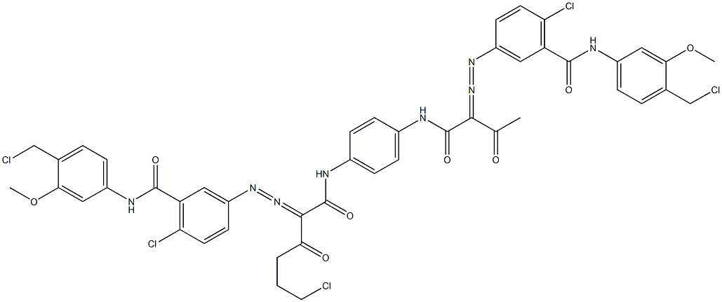 3,3'-[2-(2-Chloroethyl)-1,4-phenylenebis[iminocarbonyl(acetylmethylene)azo]]bis[N-[4-(chloromethyl)-3-methoxyphenyl]-6-chlorobenzamide] Struktur