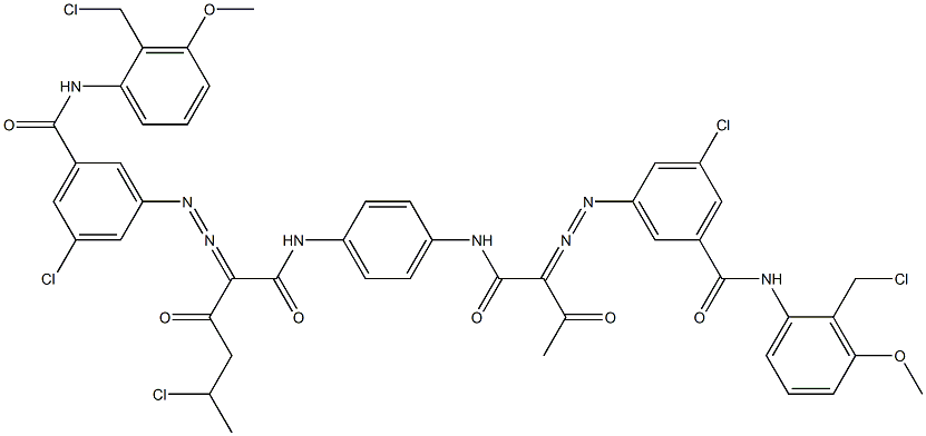 3,3'-[2-(1-Chloroethyl)-1,4-phenylenebis[iminocarbonyl(acetylmethylene)azo]]bis[N-[2-(chloromethyl)-3-methoxyphenyl]-5-chlorobenzamide] Struktur