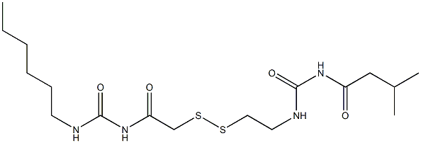 1-(3-Methylbutyryl)-3-[2-[[(3-hexylureido)carbonylmethyl]dithio]ethyl]urea Struktur