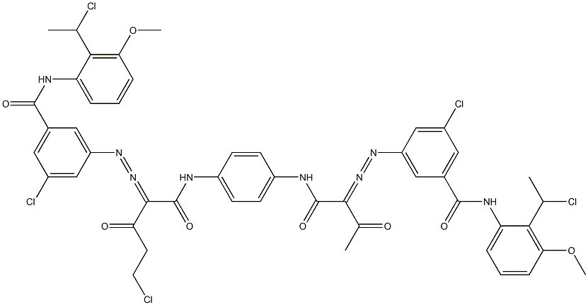 3,3'-[2-(Chloromethyl)-1,4-phenylenebis[iminocarbonyl(acetylmethylene)azo]]bis[N-[2-(1-chloroethyl)-3-methoxyphenyl]-5-chlorobenzamide] Struktur