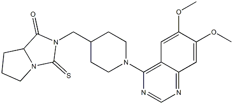 7-[[1-(6,7-Dimethoxyquinazolin-4-yl)piperidin-4-yl]methyl]-8-thioxo-1,7-diazabicyclo[3.3.0]octan-6-one Struktur