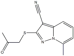 2-[[(Methylcarbonyl)methyl]thio]-7-methyl-pyrazolo[1,5-a]pyridine-3-carbonitrile Struktur