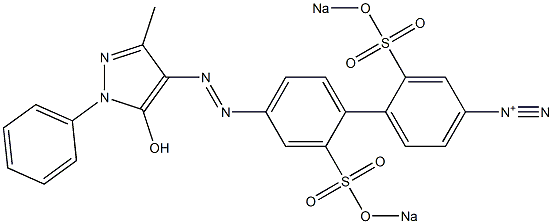 4-(3-Methyl-1-phenyl-5-hydroxy-1H-pyrazol-4-ylazo)-2,2'-bis(sodiosulfo)-1,1'-biphenyl-4'-diazonium Struktur