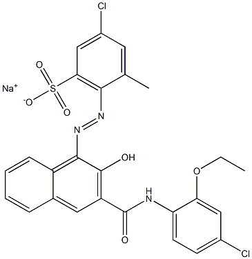 3-Chloro-5-methyl-6-[[3-[[(4-chloro-2-ethoxyphenyl)amino]carbonyl]-2-hydroxy-1-naphtyl]azo]benzenesulfonic acid sodium salt Struktur