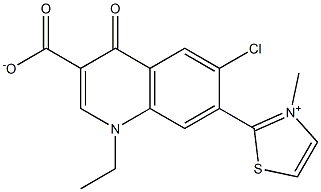 1,4-Dihydro-1-ethyl-4-oxo-6-chloro-7-[(3-methylthiazol-3-ium)-2-yl]quinoline-3-carboxylic acid Struktur