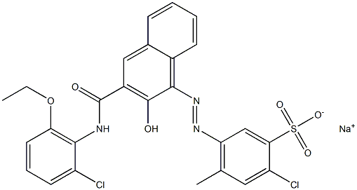 2-Chloro-4-methyl-5-[[3-[[(2-chloro-6-ethoxyphenyl)amino]carbonyl]-2-hydroxy-1-naphtyl]azo]benzenesulfonic acid sodium salt Struktur