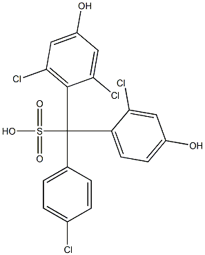 (4-Chlorophenyl)(2-chloro-4-hydroxyphenyl)(2,6-dichloro-4-hydroxyphenyl)methanesulfonic acid Struktur