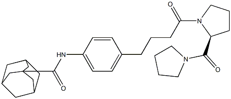 N-[4-[4-Oxo-4-[(2S)-2-(1-pyrrolidinylcarbonyl)-1-pyrrolidinyl]butyl]phenyl]adamantane-3-carboxamide Struktur