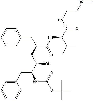 (2S)-2-[[(2R,4S,5S)-5-(tert-Butoxycarbonylamino)-2-benzyl-4-hydroxy-6-phenylhexanoyl]amino]-N-(2-methylaminoethyl)-3-methylbutyramide Struktur