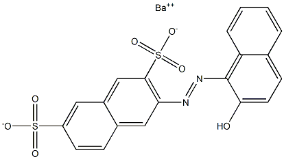 2-[(2-Hydroxy-1-naphtyl)azo]-3,6-naphthalenedisulfonic acid barium salt Struktur