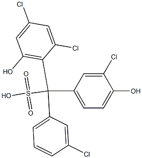 (3-Chlorophenyl)(3-chloro-4-hydroxyphenyl)(2,4-dichloro-6-hydroxyphenyl)methanesulfonic acid Struktur