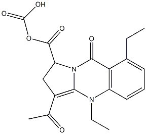 3-Acetyl-1,2,4,9-tetrahydro-9-oxopyrrolo[2,1-b]quinazoline-1,1-dicarboxylic acid diethyl ester Struktur