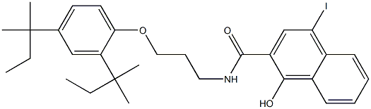 1-Hydroxy-4-iodo-N-[3-(2,4-di-tert-pentylphenoxy)propyl]-2-naphthamide Struktur