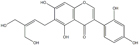 6-[4-Hydroxy-3-(hydroxymethyl)-2-butenyl]-2',4',5,7-tetrahydroxyisoflavone Struktur