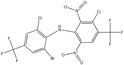 3-Chloro-4-trifluoromethyl-2,6-dinitro-N-[2-bromo-6-chloro-4-trifluoromethylphenyl]benzenamine Struktur