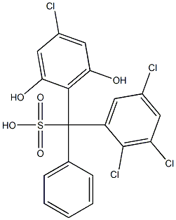 (4-Chloro-2,6-dihydroxyphenyl)(2,3,5-trichlorophenyl)phenylmethanesulfonic acid Struktur