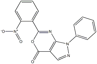 1-Phenyl-6-(2-nitrophenyl)pyrazolo[3,4-d][1,3]oxazin-4(1H)-one Struktur