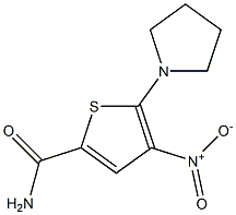 2-(1-Pyrrolidinyl)-3-nitro-5-carbamoylthiophene Struktur