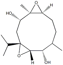 (1S,3S,4S,5S,9S,10R)-3,4:9,10-Diepoxy-6,10-dimethyl-3-isopropylcyclodecane-1,5-diol Struktur