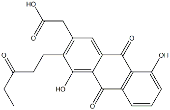 9,10-Dihydro-9,10-dioxo-1,5-dihydroxy-2-(3-oxopentyl)anthracene-3-acetic acid Struktur