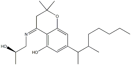 3,4-Dihydro-4-[[(R)-2-hydroxypropyl]imino]-2,2-dimethyl-7-(1,2-dimethylheptyl)-2H-1-benzopyran-5-ol Struktur