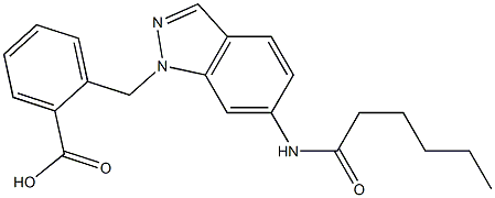 2-(6-Hexanoylamino-1H-indazol-1-ylmethyl)benzoic acid Struktur