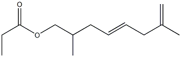 Propionic acid 2,7-dimethyl-4,7-octadienyl ester Struktur