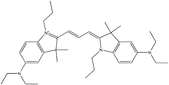 5-(Diethylamino)-2-[3-[[5-(diethylamino)-1,3-dihydro-3,3-dimethyl-1-propyl-2H-indol]-2-ylidene]-1-propenyl]-3,3-dimethyl-1-propyl-3H-indol-1-ium Struktur