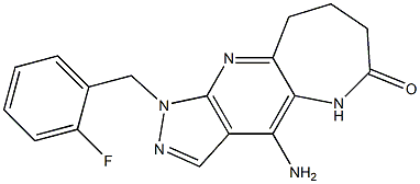 4-Amino-1-(2-fluorobenzyl)-5,7,8,9-tetrahydro-1,2,5,10-tetraazacyclohept[f]inden-6(1H)-one Struktur