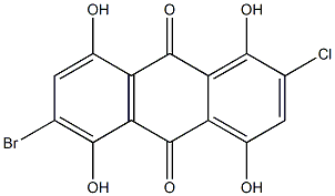 6-Bromo-2-chloro-1,4,5,8-tetrahydroxyanthraquinone Struktur