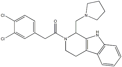 2,3,4,9-Tetrahydro-2-[(3,4-dichlorophenyl)acetyl]-1-[(1-pyrrolidinyl)methyl]-1H-pyrido[3,4-b]indole Struktur