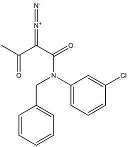 N-Benzyl-N-(3-chlorophenyl)-3-oxo-2-diazobutyramide Struktur